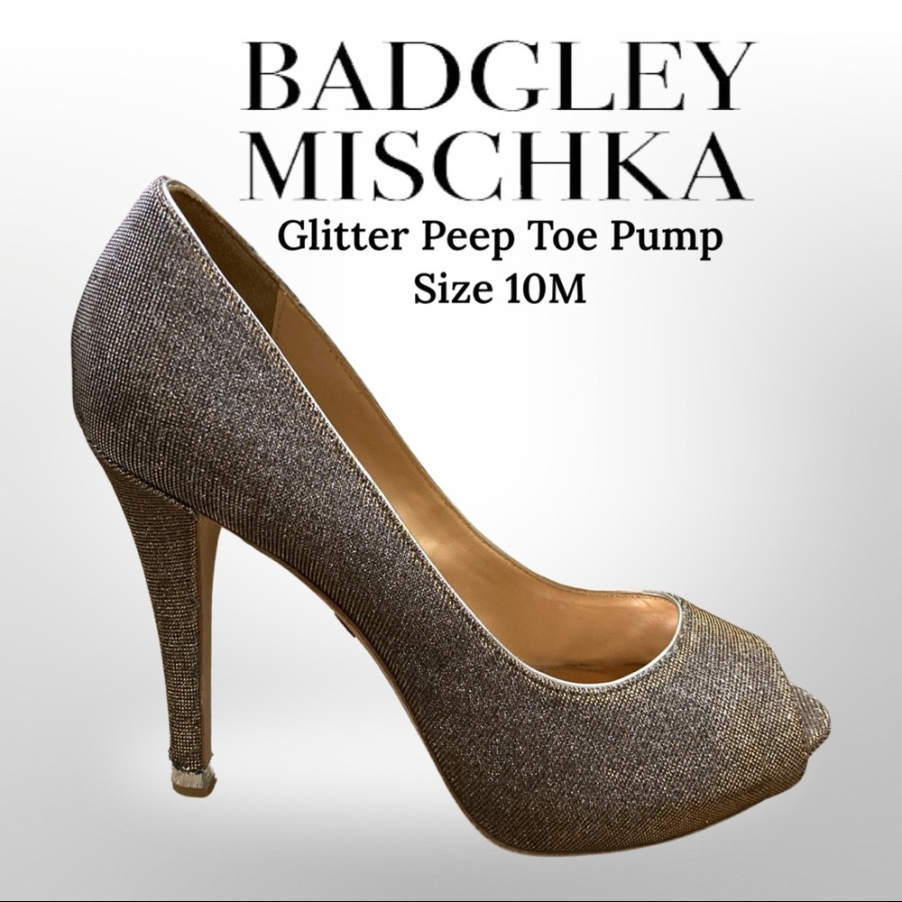 Badgley Mischka Glitter Peep Toe Pump size 10M
